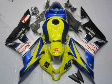 Best 2007-2008 Honda CBR600RR Motorcycle Fairings - Yellow Blue White Glossy Black Nastro Azzurro UK