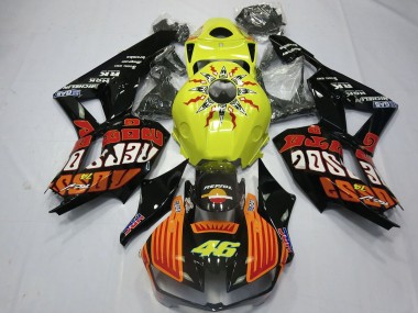 Best 2013-2023 Honda CBR600RR Motorcycle Fairings - Yellow Orange Glossy Black Rossi 46 UK