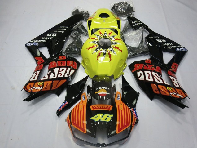 2013-2023 Honda CBR600RR Motorcycle Fairings - Yellow Orange Glossy Black Rossi 46 UK