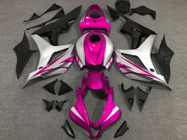 2007-2008 Honda CBR600RR Motorcycle Fairings - Silver Pink Glossy Black OEM Style UK