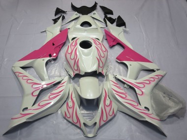 Best 2007-2008 Honda CBR600RR Motorcycle Fairings - White Pink Flame UK