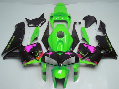 Best 2005-2006 Honda CBR600RR Motorcycle Fairings - Pink Splatter on Green UK