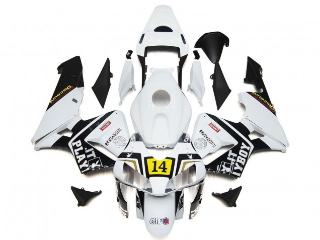 2003-2004 Honda CBR600RR Motorcycle Fairings - White Yellow Glossy Black Playboy 14 UK