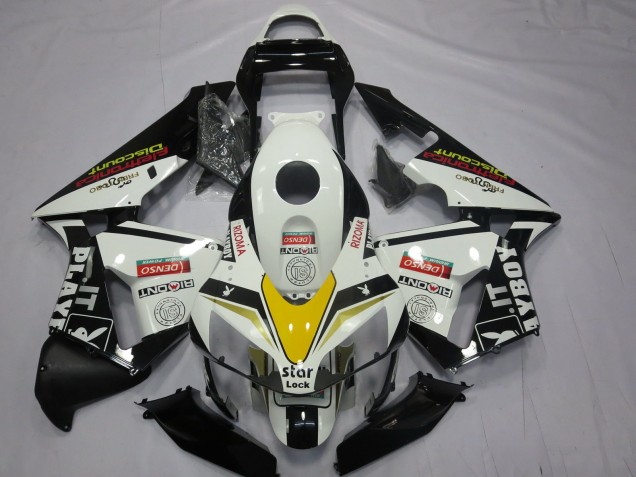 2003-2004 Honda CBR600RR Motorcycle Fairings - White Yellow Glossy Black Playboy Style UK