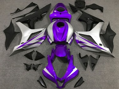 Best 2007-2008 Honda CBR600RR Motorcycle Fairings - Silver Purple Glossy Black OEM Style UK