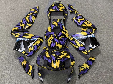 Best 2003-2004 Honda CBR600RR Motorcycle Fairings - Purple Yellow Camouflage Shark UK