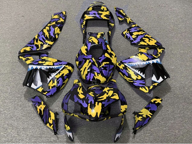 2003-2004 Honda CBR600RR Motorcycle Fairings - Purple Yellow Camouflage Shark UK