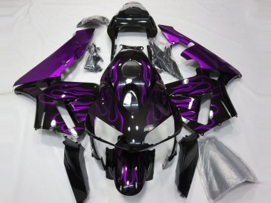 Best 2003-2004 Honda CBR600RR Motorcycle Fairings - Glossy Black Purple Flame UK