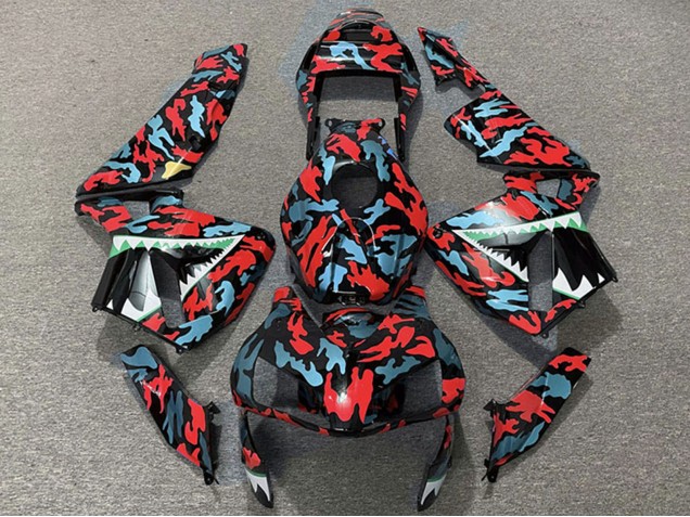 2003-2004 Honda CBR600RR Motorcycle Fairings - Red Blue Camouflage Shark UK
