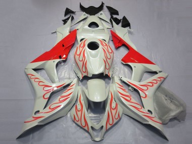 Best 2007-2008 Honda CBR600RR Motorcycle Fairings - White Red Flame UK