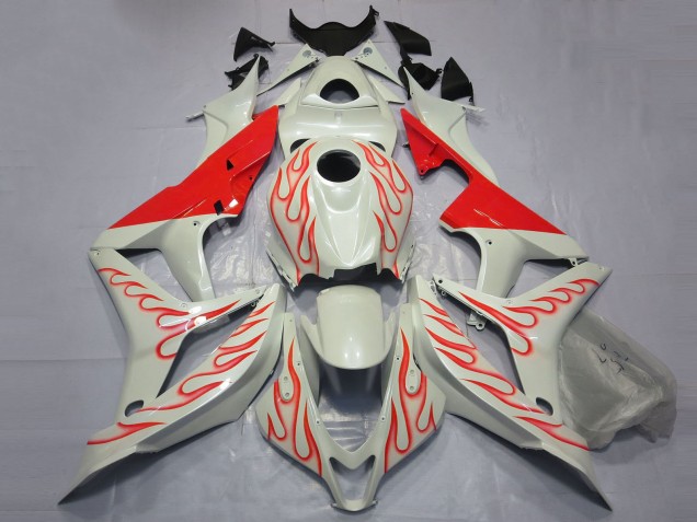2007-2008 Honda CBR600RR Motorcycle Fairings - White Red Flame UK