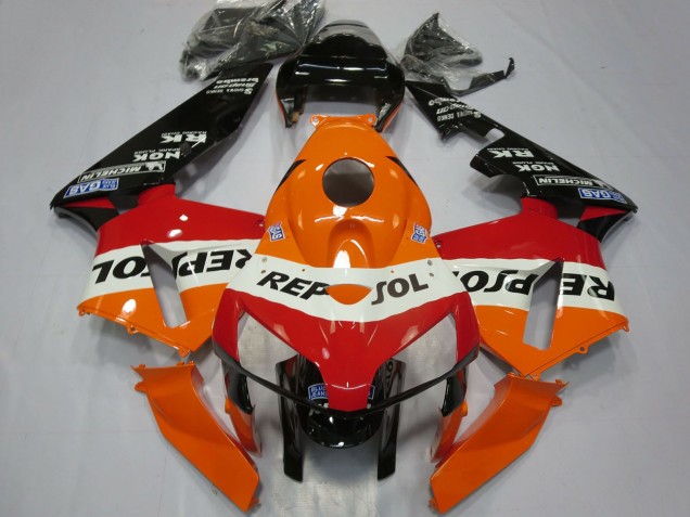2005-2006 Honda CBR600RR Motorcycle Fairings - Orange White Red Glossy Black Repsol UK