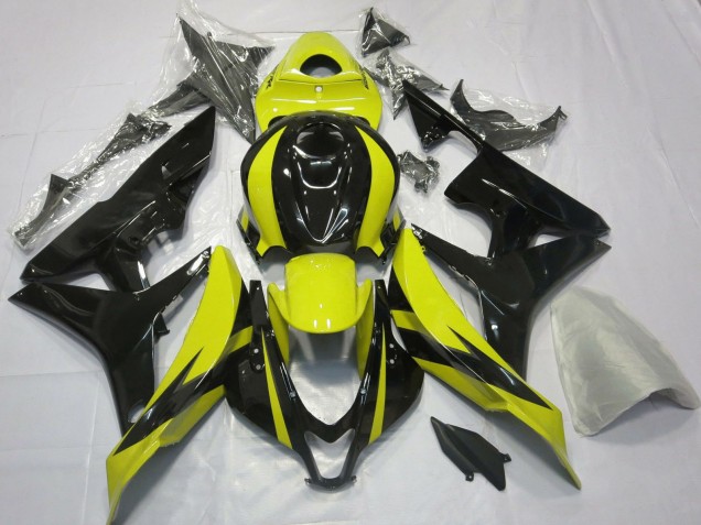 2007-2008 Honda CBR600RR Motorcycle Fairings - Yellow Glossy Black OEM Style UK
