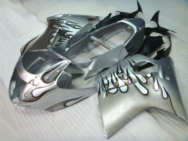 Best 1996-2007 Honda CBR1100XX Blackbird Motorcycle Fairings - Silver Black Flame UK
