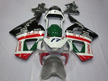 Best 2002-2003 Honda CBR954RR Motorcycle Fairings - White Red Green Glossy Black CRR Castrol UK