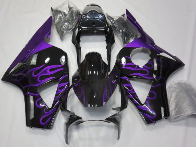 2002-2003 Honda CBR954RR Motorcycle Fairings - Glossy Black Purple Flame UK