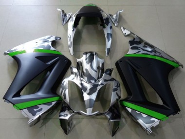 Best 2002-2013 Honda VFR 800 Motorcycle Fairings - Grey Camouflage Green Matte Black UK