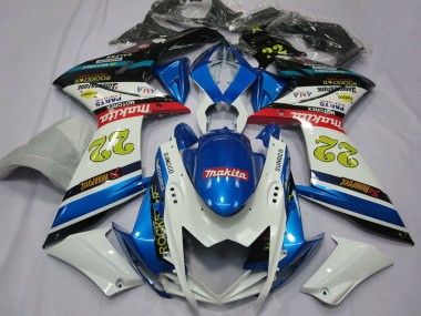Best 2007-2008 Suzuki GSXR 1000 Motorcycle Fairings - White Blue Red Black Motul 22 UK