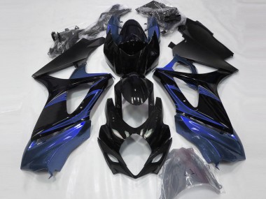 Best 2007-2008 Suzuki GSXR 1000 Motorcycle Fairings - Blue Glossy Black UK