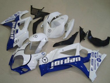 Best 2007-2008 Suzuki GSXR 1000 Motorcycle Fairings - White Blue Jordan UK