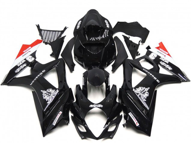 2007-2008 Suzuki GSXR 1000 Motorcycle Fairings - Glossy Black White Red UK
