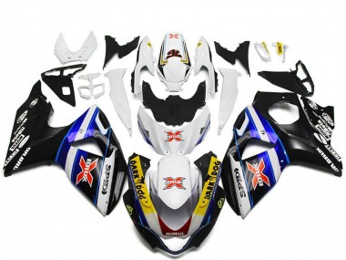 Best 2009-2016 Suzuki GSXR 1000 Motorcycle Fairings - White Blue Black SPIDI Dark Dog UK
