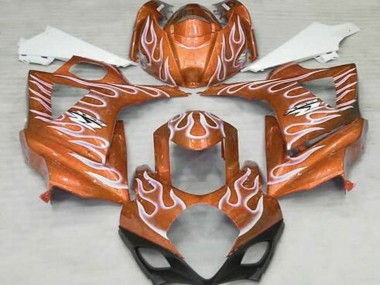Best 2007-2008 Suzuki GSXR 1000 Motorcycle Fairings - Orange White Flame UK
