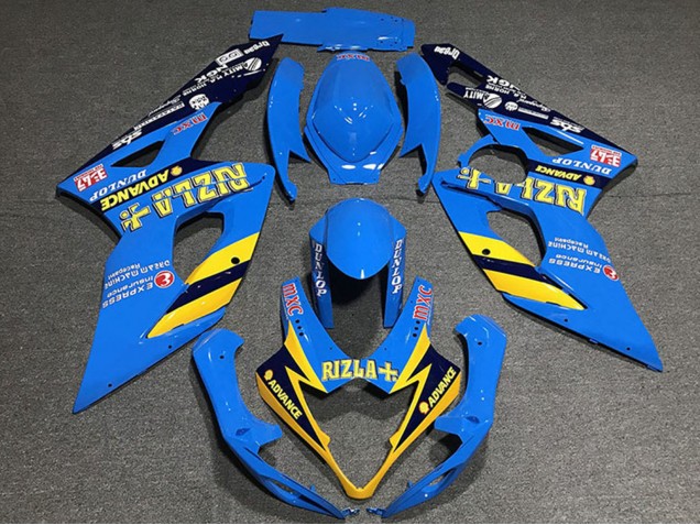 2005-2006 Suzuki GSXR 1000 Motorcycle Fairings - Blue Yellow Black Rizla UK