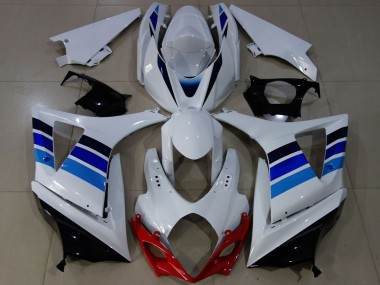 Best 2007-2008 Suzuki GSXR 1000 Motorcycle Fairings - White Blue OEM Style UK