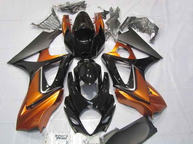 2007-2008 Suzuki GSXR 1000 Motorcycle Fairings - Orange Glossy Black Matte Black UK