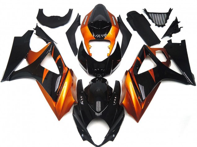 2007-2008 Suzuki GSXR 1000 Motorcycle Fairings - Orange Glossy Black UK