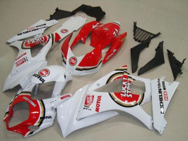 Best 2007-2008 Suzuki GSXR 1000 Motorcycle Fairings - White Red Lucky Strike UK