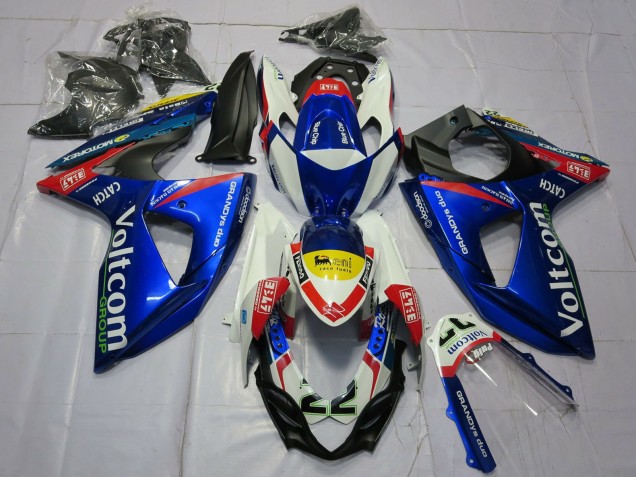 2009-2016 Suzuki GSXR 1000 Motorcycle Fairings - White Blue Yellow Red Voltcom 22 UK