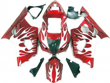 Best 2003-2004 Suzuki GSXR 1000 Motorcycle Fairings - White Red Flame UK