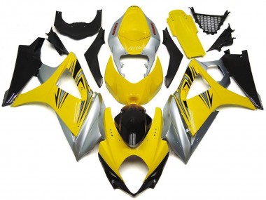 Best 2007-2008 Suzuki GSXR 1000 Motorcycle Fairings - Yellow Silver Black OEM Style UK