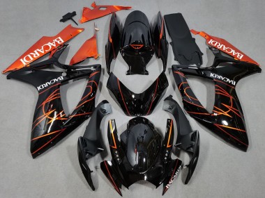 Best 2006-2007 Suzuki GSXR 600 / GSXR 750 Motorcycle Fairings - Glossy Black Orange Bacardi UK