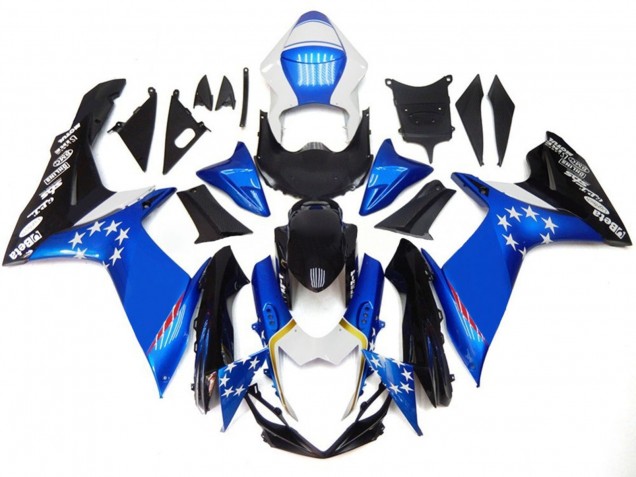 2011-2024 Suzuki GSXR 600 / GSXR 750 Motorcycle Fairings - Blue Style with Red Stars UK
