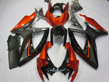 Best 2006-2007 Suzuki GSXR 600 / GSXR 750 Motorcycle Fairings - Burnt Orange Grey Glossy Black UK