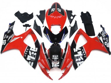 Best 2006-2007 Suzuki GSXR 600 / GSXR 750 Motorcycle Fairings - Red Glossy Black White UK