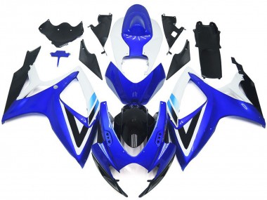 Best 2006-2007 Suzuki GSXR 600 / GSXR 750 Motorcycle Fairing Kits - White Blue Glossy Black OEM Style UK