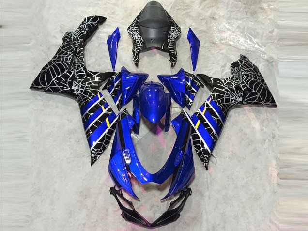2011-2024 Suzuki GSXR 600 / GSXR 750 Motorcycle Fairings - Blue Black Spider UK