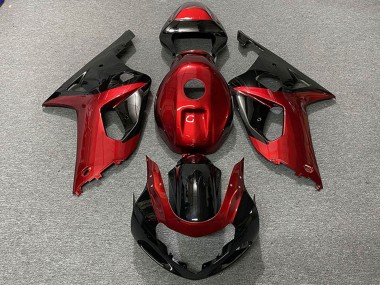 Best 2001-2003 Suzuki GSXR 600 / GSXR 750 Motorcycle Fairings - Red Glossy Black UK