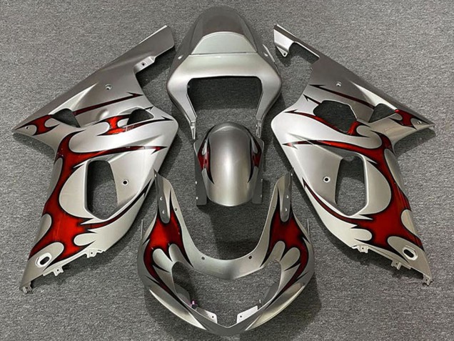 2001-2003 Suzuki GSXR 600 / GSXR 750 Motorcycle Fairings - Silver Red UK
