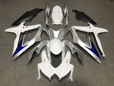 Best 2008-2010 Suzuki GSXR 600 / GSXR 750 Motorcycle Fairings - White Silver Blue Matte Black UK