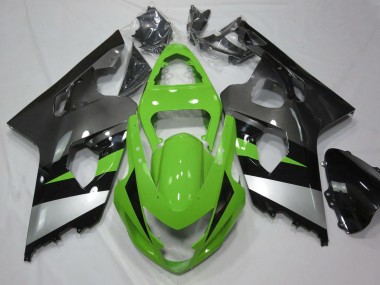 Best 2004-2005 Suzuki GSXR 600 / GSXR 750 Motorcycle Fairing - Green Silver Glossy Black UK