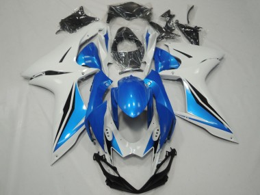 Best 2011-2024 Suzuki GSXR 600 / GSXR 750 Motorcycle Fairings - White Light Blue Glossy Black OEM Style UK