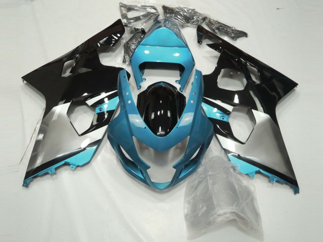 2004-2005 Suzuki GSXR 600 / GSXR 750 Motorcycle Fairings - Light Blue Silver Glossy Black UK