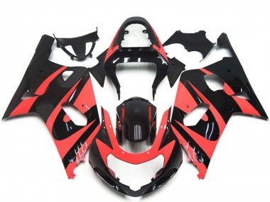 Best 2001-2003 Suzuki GSXR 600 / GSXR 750 Motorcycle Fairings - Light Red Glossy Black OEM Style UK