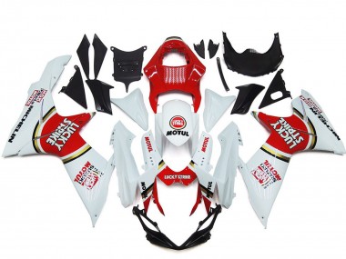 Best 2011-2024 Suzuki GSXR 600 / GSXR 750 Motorcycle Fairings - White Red Motul Lucky Strike UK