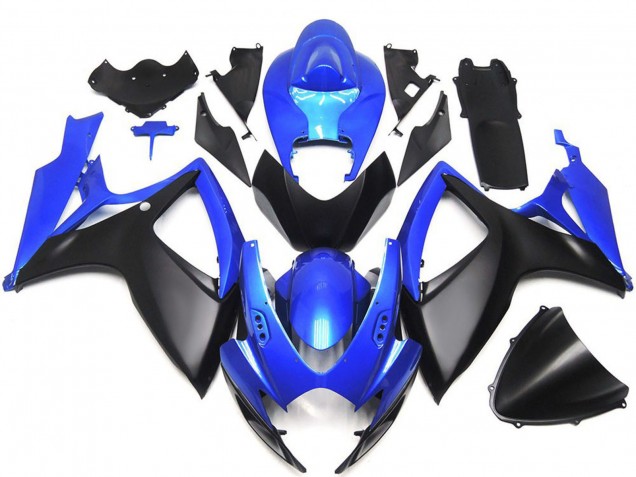 2006-2007 Suzuki GSXR 600 / GSXR 750 Motorcycle Fairings - Blue Matte Black Custom OEM Style UK